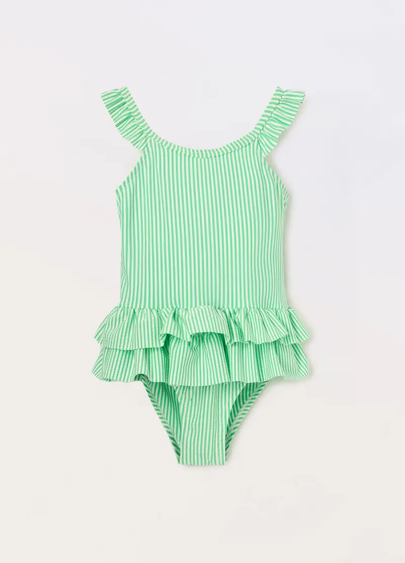 Blukids, Costume Intero A Righe Neonata, Verde foglia, Taglia: 1