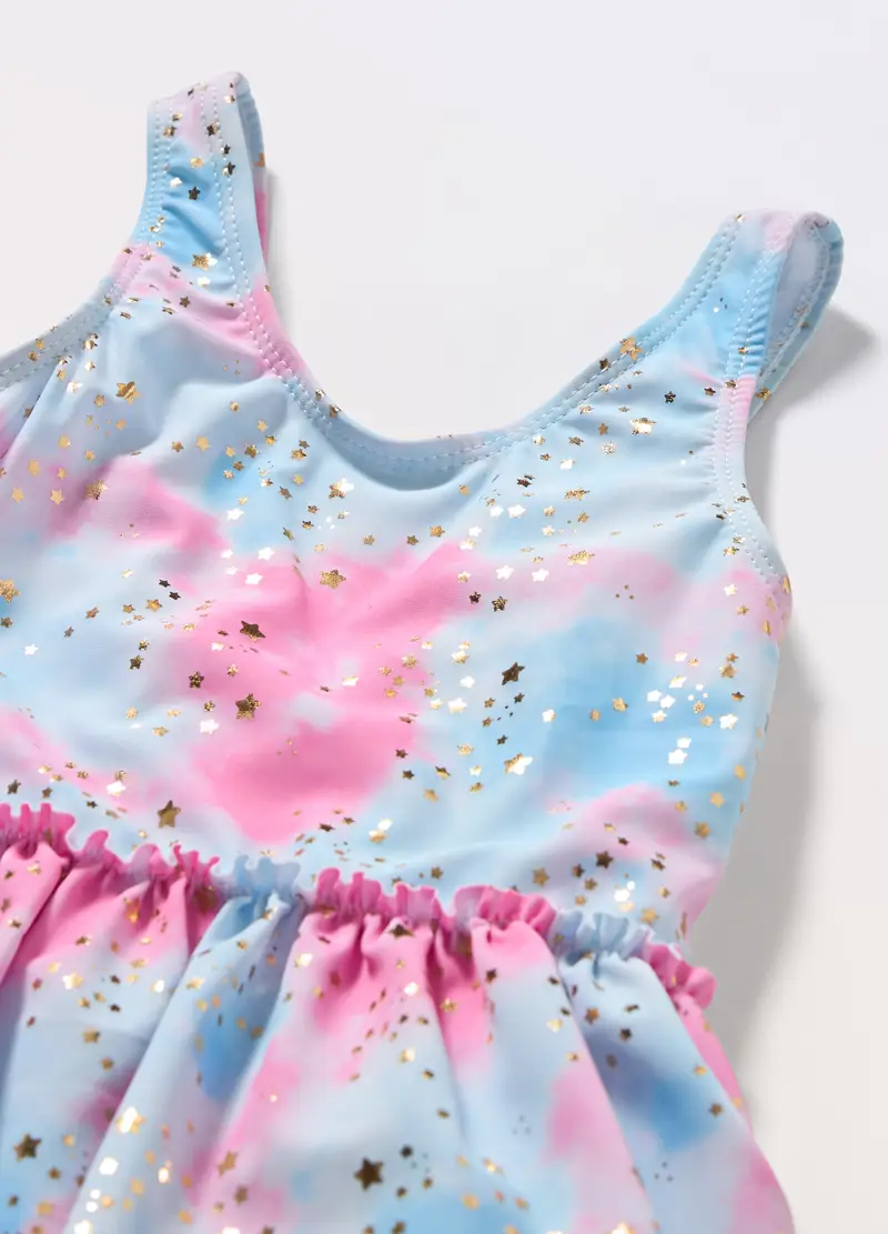 Costume Intero Con Stampa Bambina, Unisex, Rosa/azzurro miniatura 2