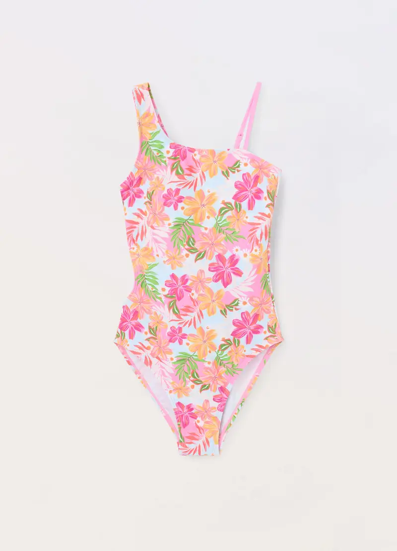 Blukids, Costume Intero Floreale Ragazza, Unisex, Arancione papaya, Taglia: 9-10