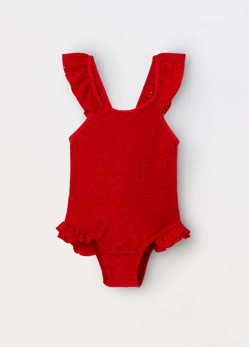 Blukids, Costume Intero Ricamato Neonata, Rosso aragosta, Taglia: 1