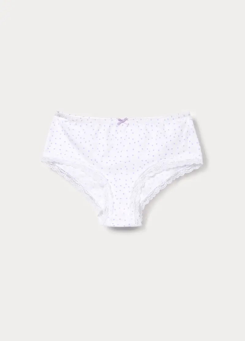 Culotte In Jersey Di Cotone Stretch, Bambina, Bianco