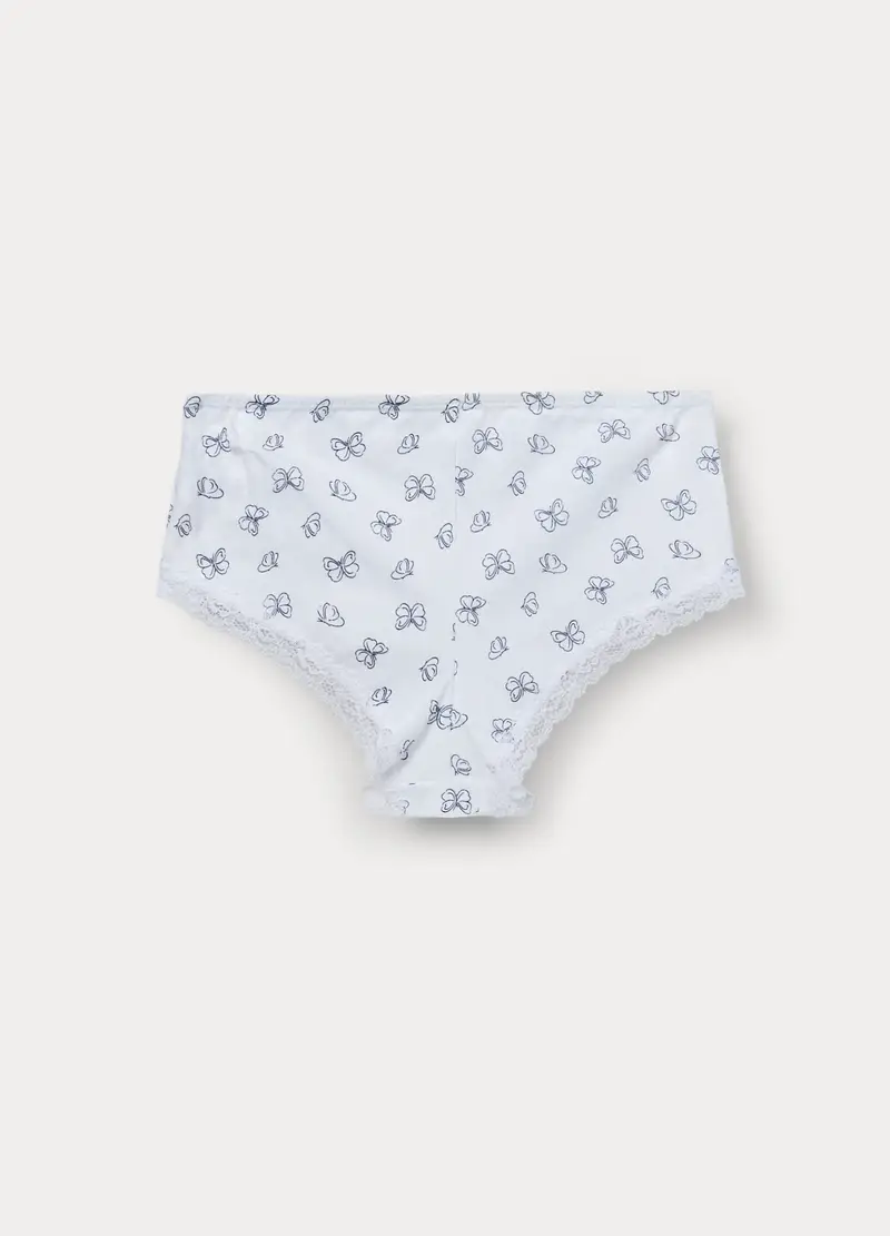 Culotte In Jersey Di Cotone Stretch Ragazza, Bambina, Bianco miniatura 2