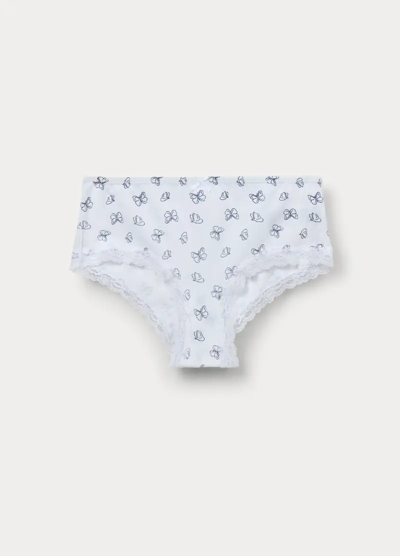 Culotte In Jersey Di Cotone Stretch Ragazza, Bambina, Bianco