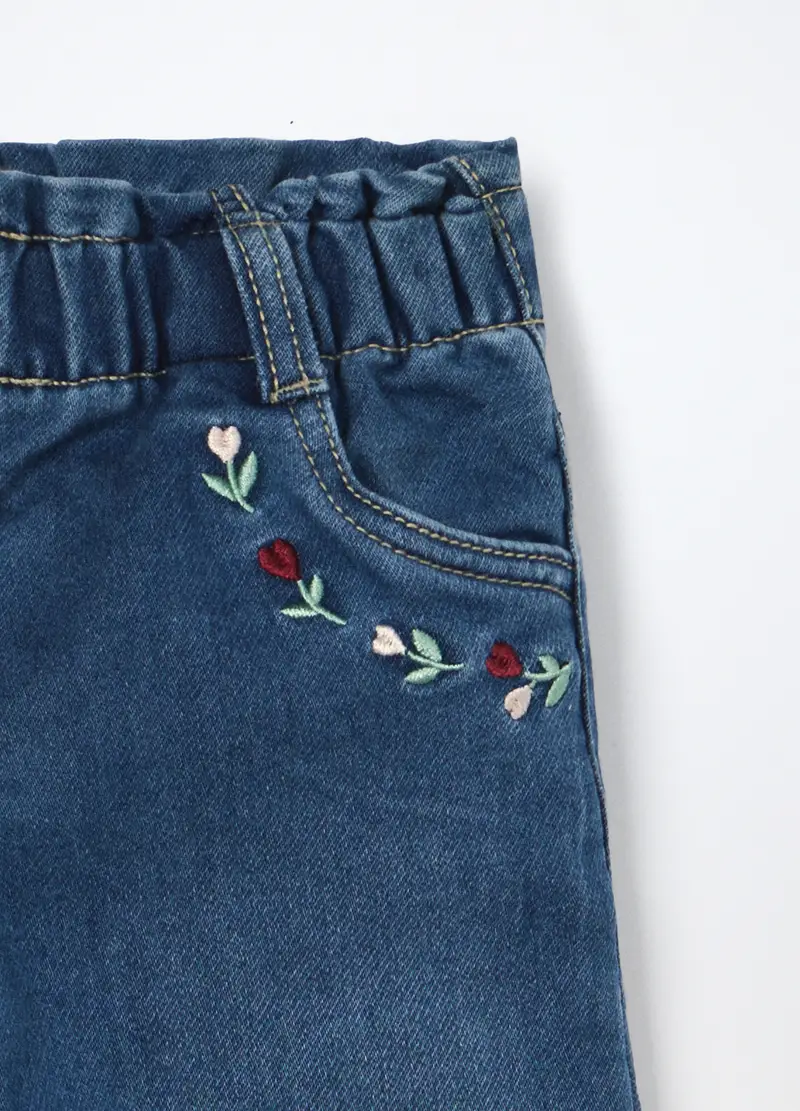 Denim Con Vita Paperbag Neonata, Blu miniatura 3