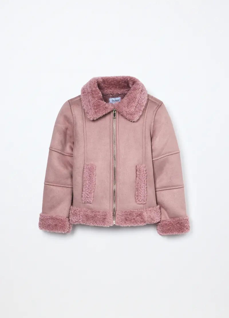 Eco Montone Full Zip Bambina, Rosa pastello