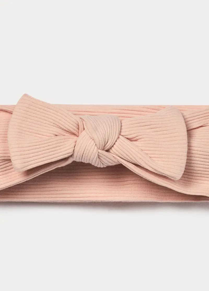 Fascetta In Costina Di Cotone Stretch Neonata, Rosa pastello, U miniatura 3