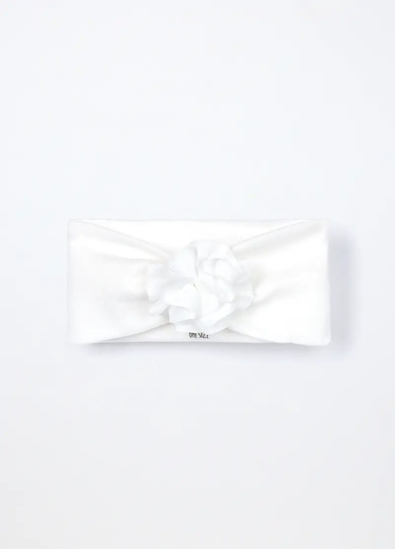 Fascetta In Interlock Di Puro Cotone Neonata, Bianco gesso, .U