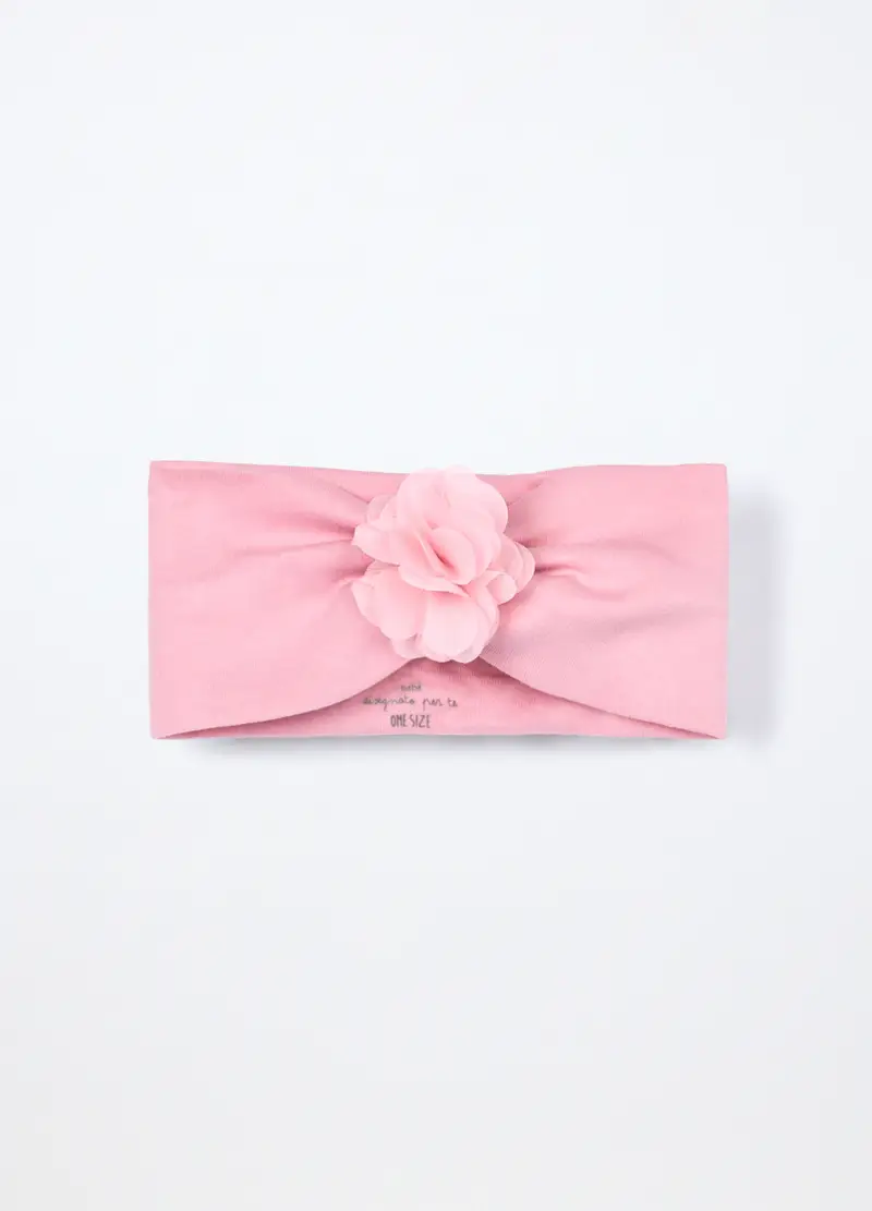 Fascetta In Interlock Di Puro Cotone Neonata, Rosa pastello, .U