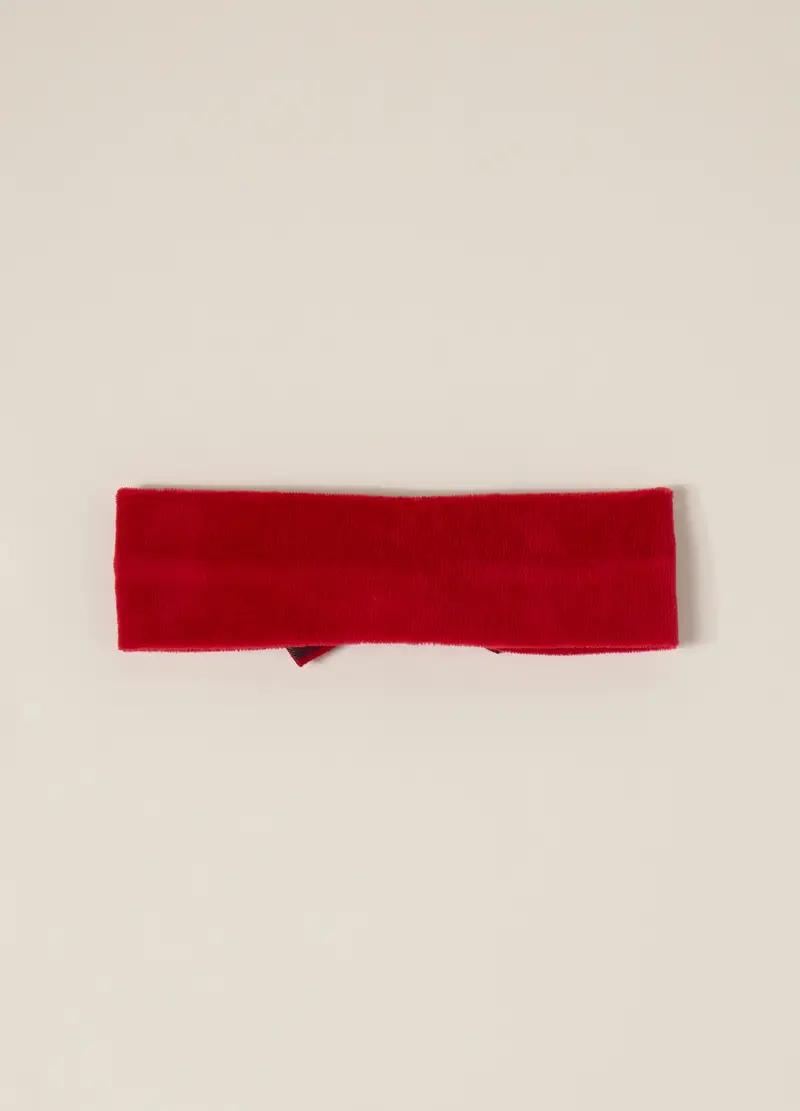 Fascia Rossa In Velour Con Fiocco, Neonata, Rosso ciliegia, .U miniatura 2