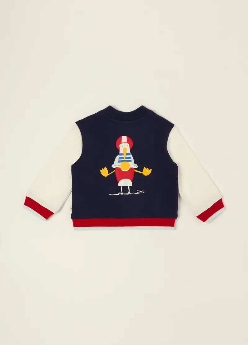 Felpa Blu In Cotone Organico, Neonato, Blu miniatura 2