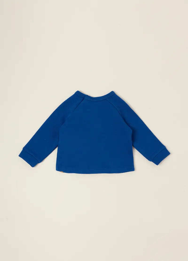 Felpa Blu In Cotone Organico, Neonato, Blu miniatura 2