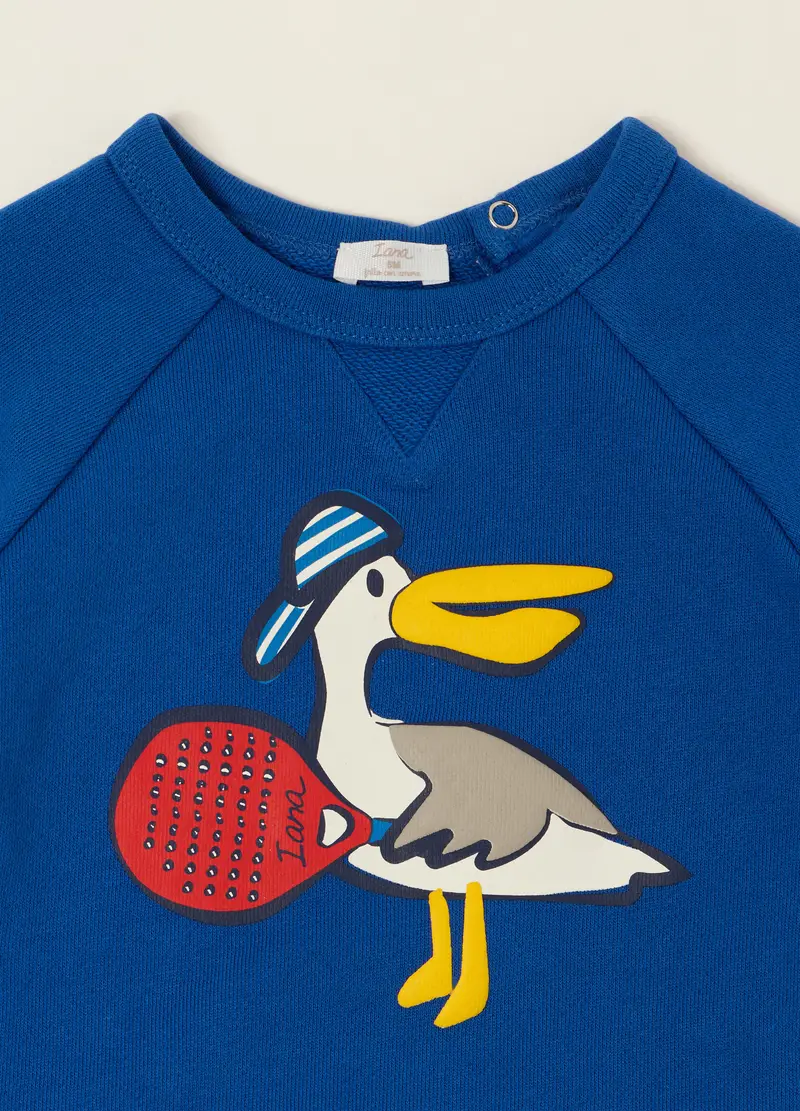 Felpa Blu In Cotone Organico, Neonato, Blu miniatura 3