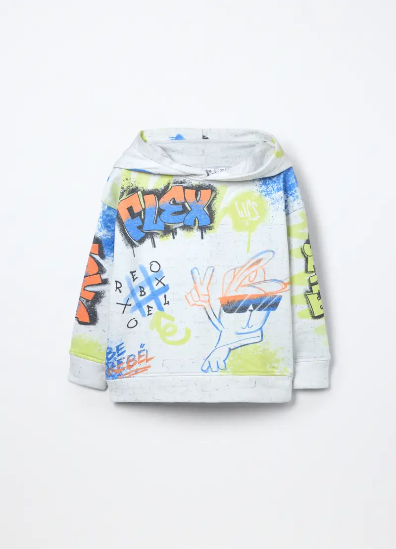 Felpa Con Cappuccio In French Terry Bambino, Bianco