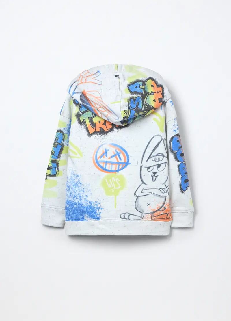 Felpa Con Cappuccio In French Terry Bambino, Bianco miniatura 2