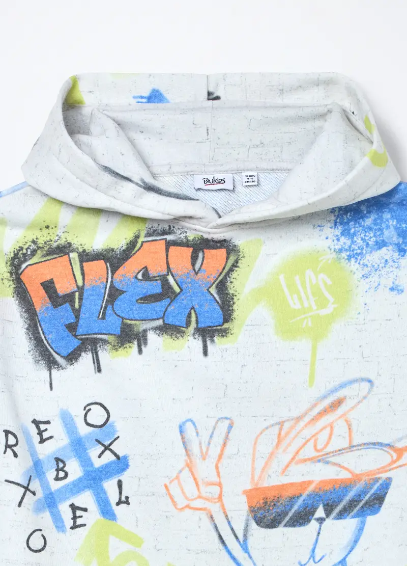 Felpa Con Cappuccio In French Terry Bambino, Bianco miniatura 3