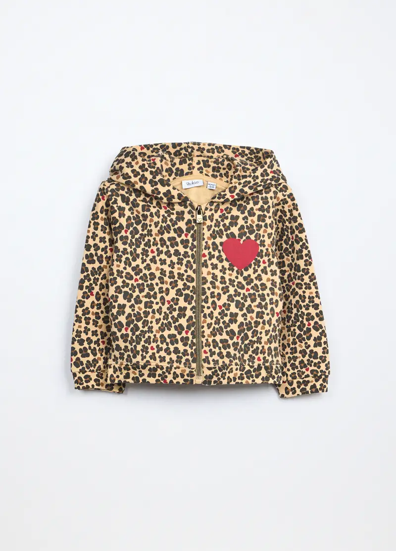 Felpa Con Cappuccio In French Terry Di Cotone Stretch Neonata, Bambina, Marrone scuro