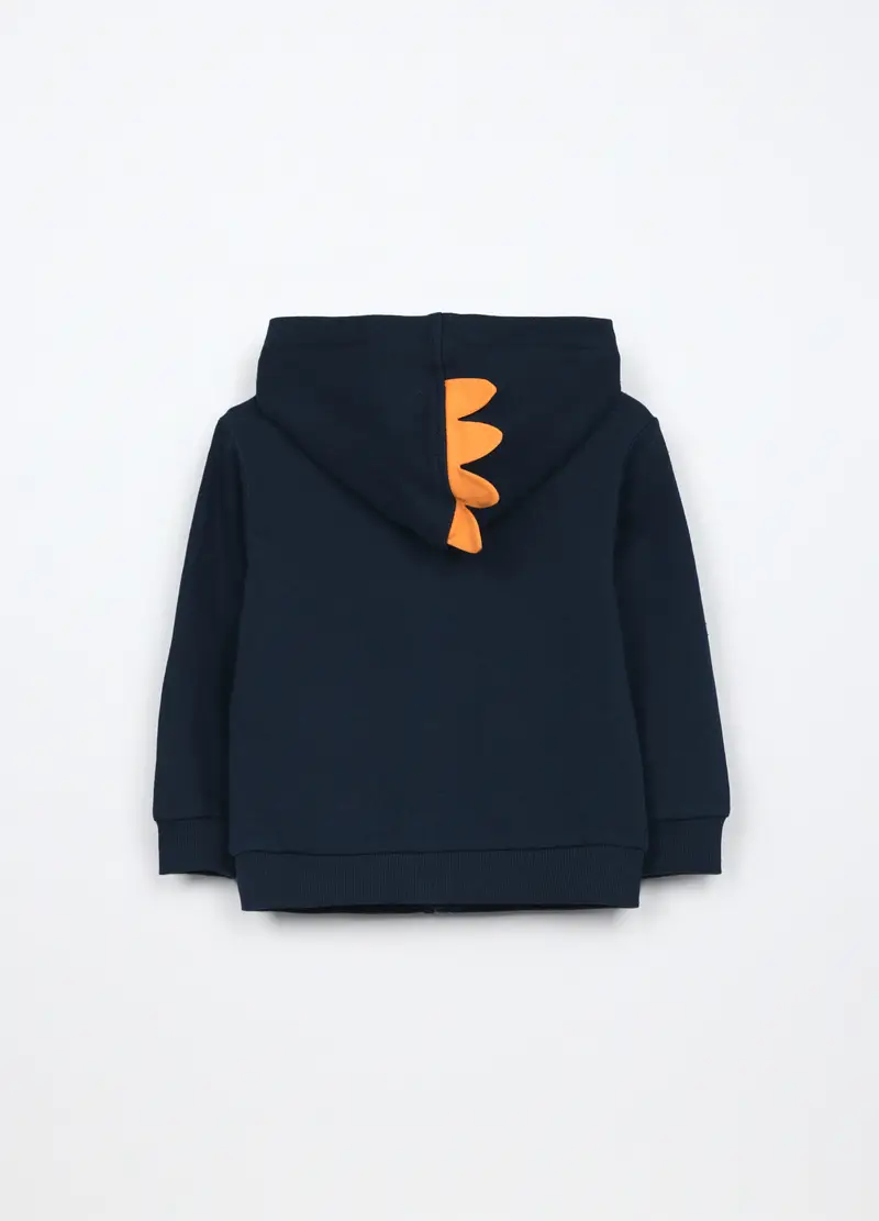 Felpa Con Cappuccio In French Terry Di Puro Cotone, Bambino, Blu scuro miniatura 2