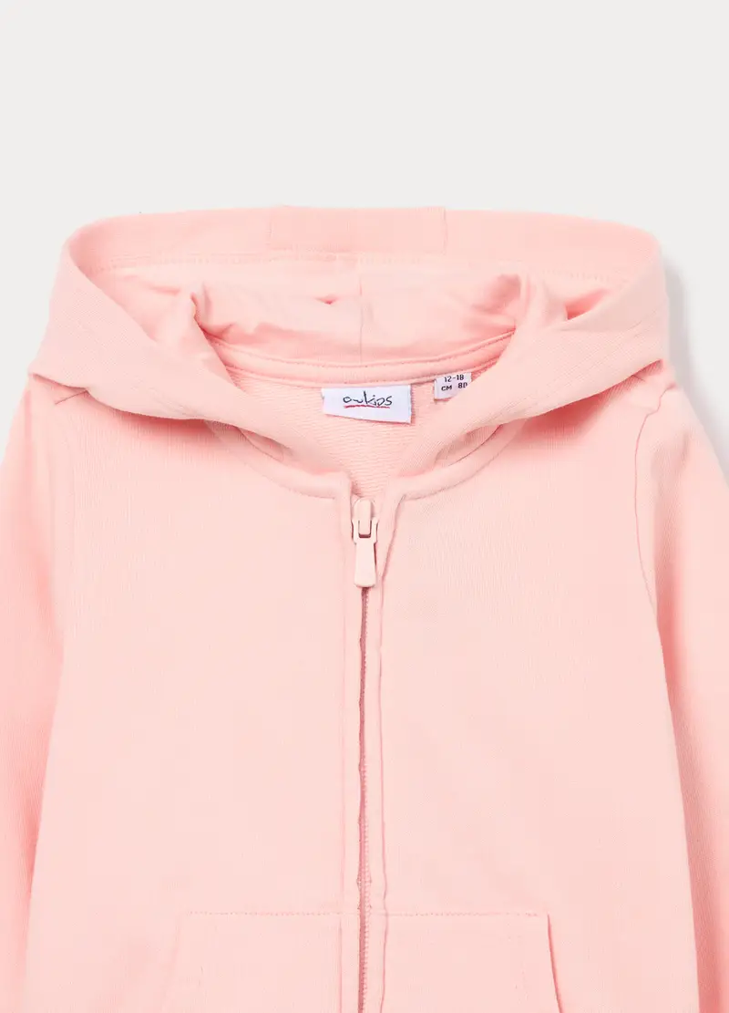 Felpa Con Cappuccio In French Terry Di Puro Cotone Bimba, Bambina, Rosa chiaro miniatura 3