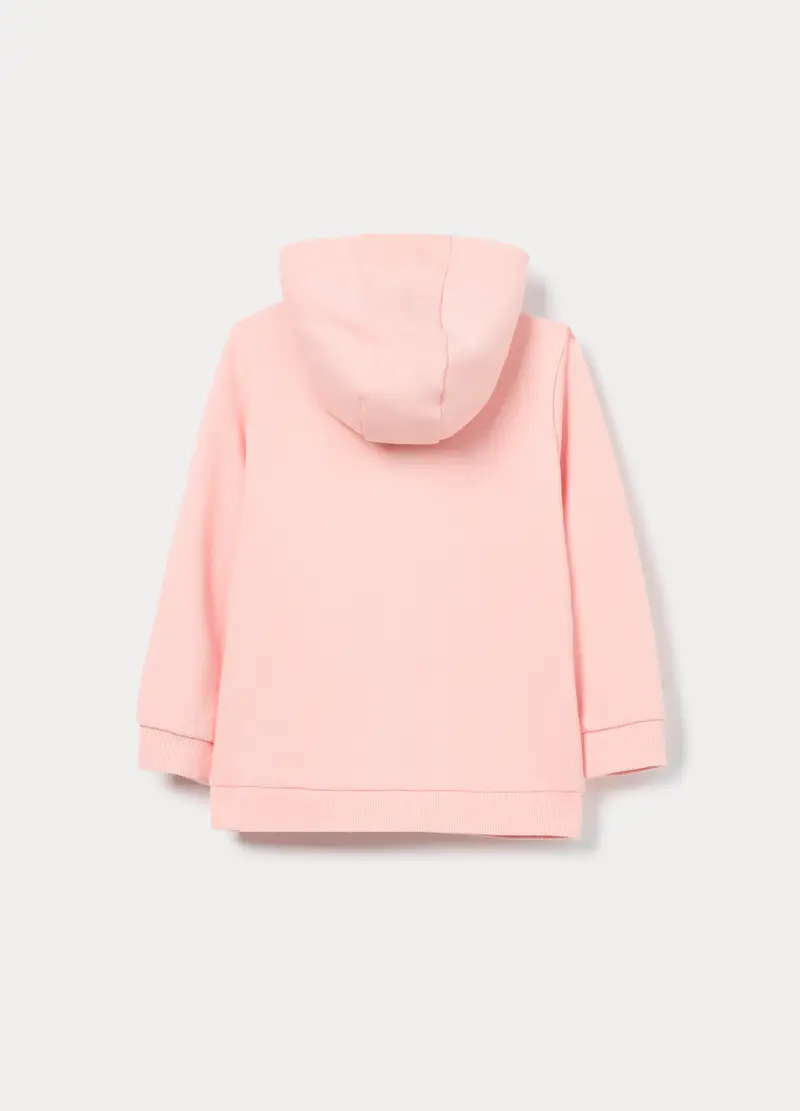 Felpa Con Cappuccio In French Terry Di Puro Cotone Bimba, Bambina, Rosa chiaro miniatura 2