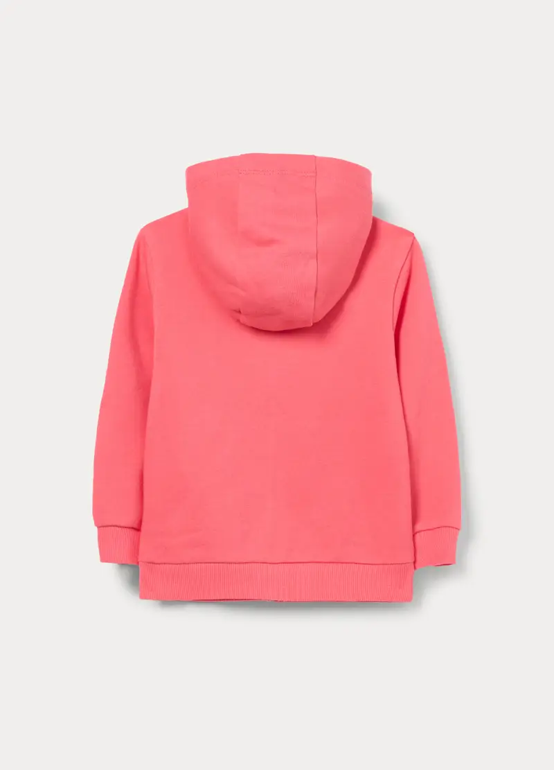 Felpa Con Cappuccio In French Terry Di Puro Cotone Bimba, Bambina, Rosa corallo miniatura 2