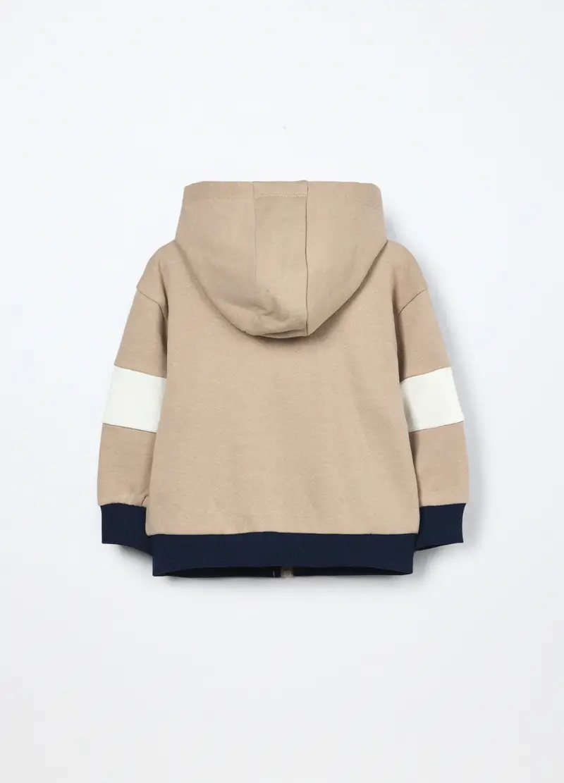 , Felpa Con Cappuccio In French Terry Di Puro Cotone Neonato, Bambino, Beige chiaro miniatura 2