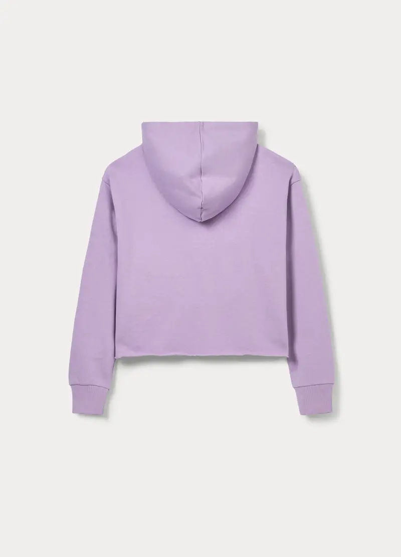Felpa Con Cappuccio In French Terry Di Puro Cotone Ragazza, Bambina, Viola lilla miniatura 2