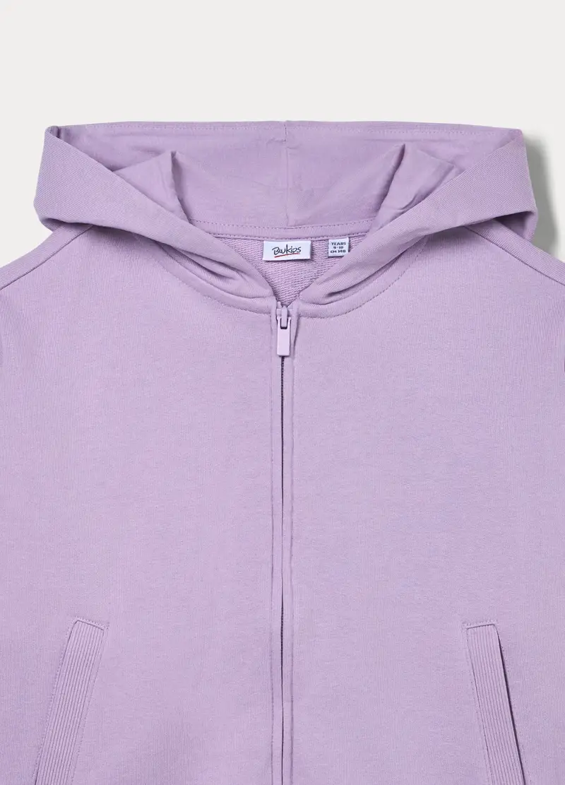 Felpa Con Cappuccio In French Terry Di Puro Cotone Ragazza, Bambina, Viola lilla miniatura 3