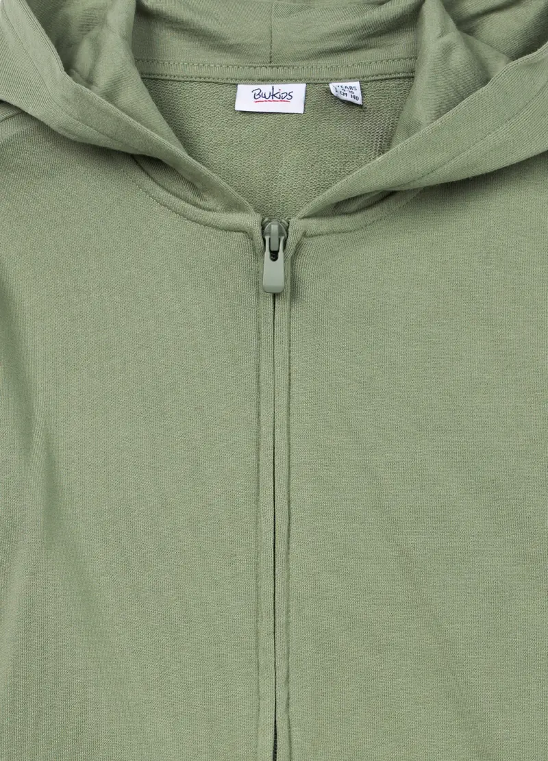 Felpa Con Cappuccio In French Terry Di Puro Cotone Ragazzo, Bambino, Verde chiaro miniatura 3