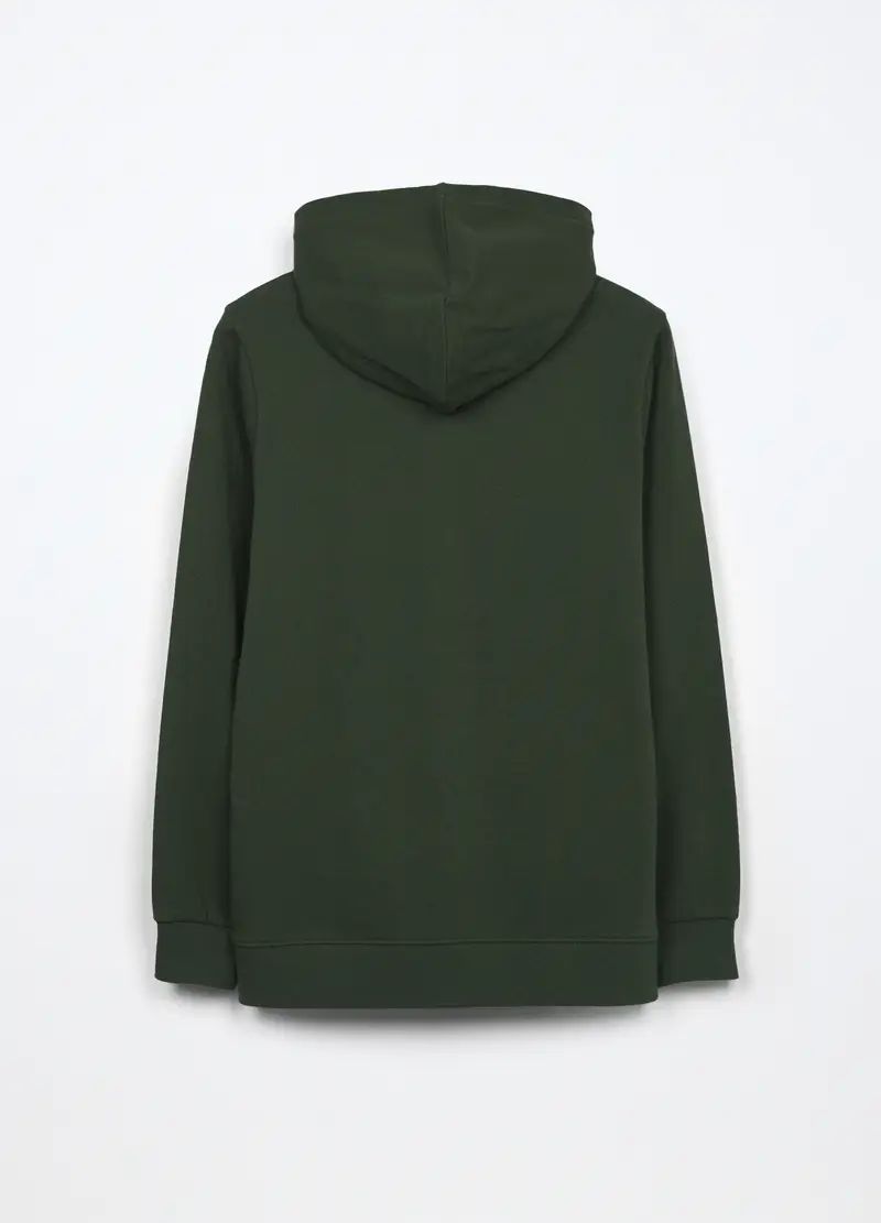 Felpa Con Cappuccio In French Terry Di Puro Cotone Ragazzo, Bambino, Verde scuro miniatura 2