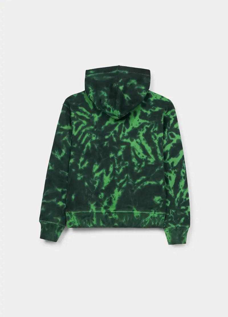 Felpa Con Cappuccio In French Terry Misto Cotone Ragazzo, Bambino, Verde smeraldo miniatura 2