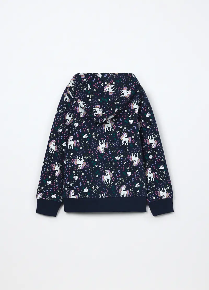 Felpa Con Cappuccio In Puro Cotone Bambina, Blu scuro miniatura 2