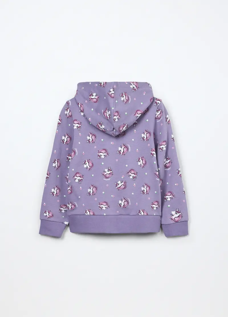 Felpa Con Cappuccio In Puro Cotone Bambina, Viola lilla miniatura 2