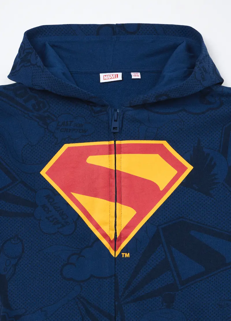 Felpa Con Cappuccio In Puro Cotone Bambino, Blu Bluette miniatura 3