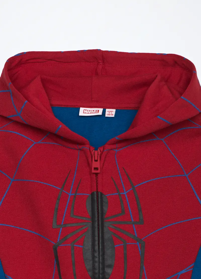 Felpa Con Cappuccio In Puro Cotone Bambino, Rosso aragosta miniatura 3