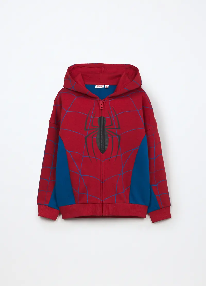 Felpa Con Cappuccio In Puro Cotone Bambino, Rosso aragosta