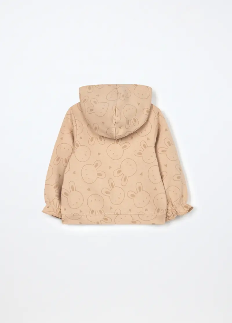 , Felpa Con Cappuccio In Puro Cotone Neonata, Bambina, Beige chiaro miniatura 2