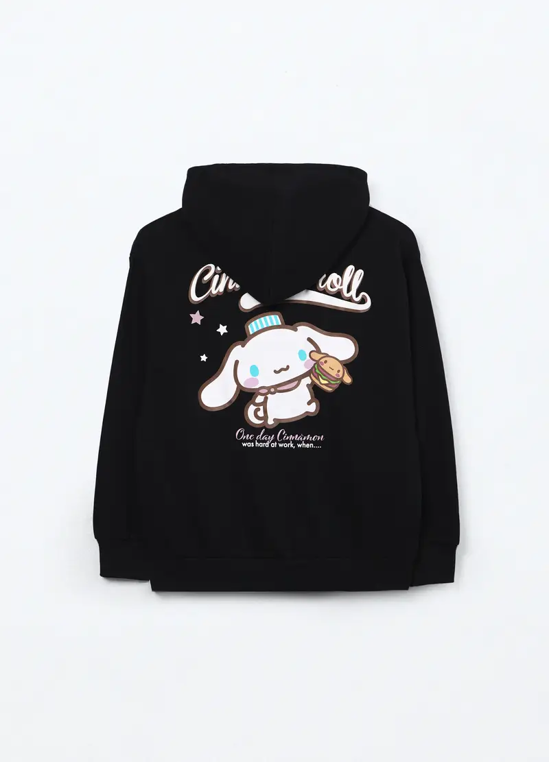 Felpa Con Cappuccio In Puro Cotone Ragazza, Bambina, Nero miniatura 2