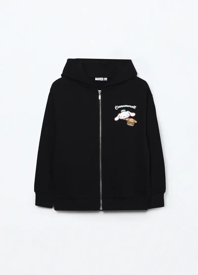 Felpa Con Cappuccio In Puro Cotone Ragazza, Bambina, Nero