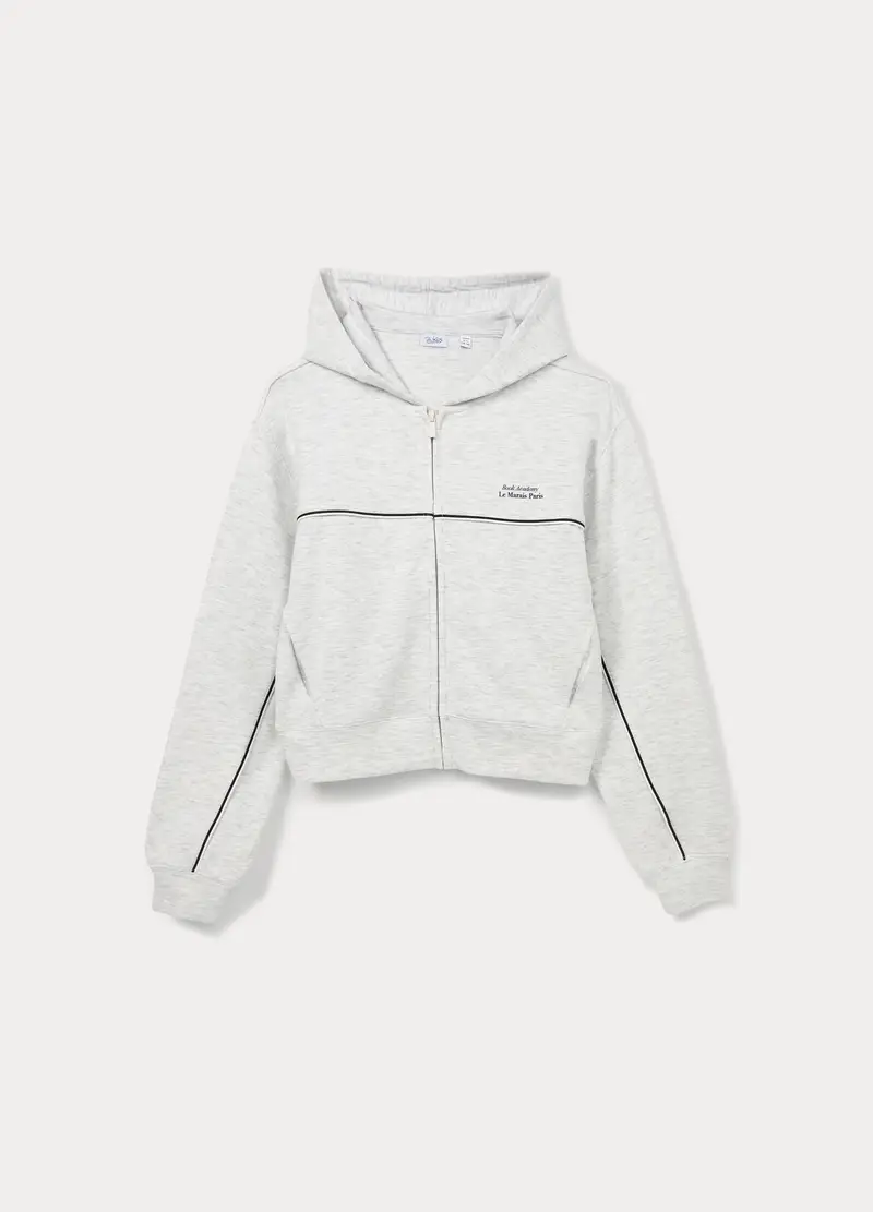 Felpa Con Cappuccio In Viscosa Stretch Ragazza, Bambina, Grigio chiaro melange