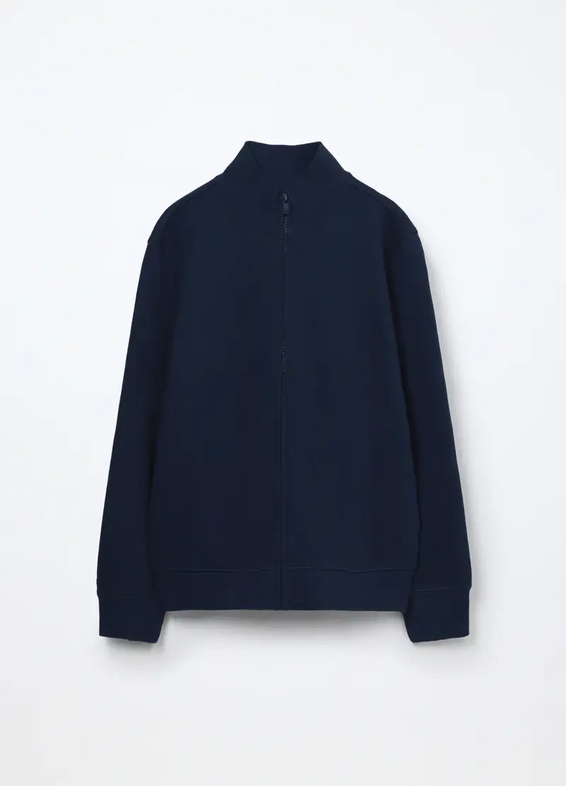 Blukids, Felpa Full Zip A Collo Alto In Puro Cotone Bambino, Blu scuro, Taglia: 3-4