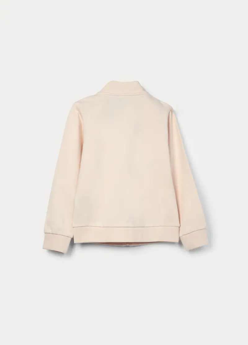 Felpa Full Zip In French Terry Di Cotone Stretch Bambina, Bianco avorio miniatura 2