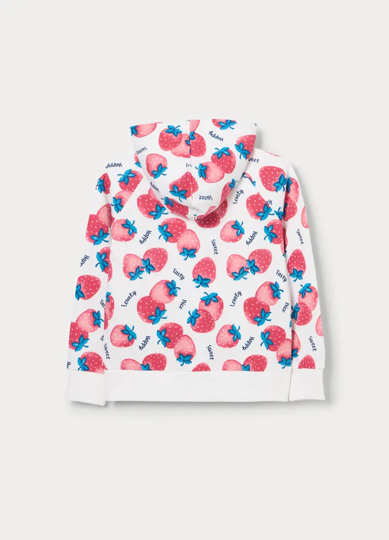 Felpa Full Zip In French Terry Di Puro Cotone Bambina, Bianco miniatura 2