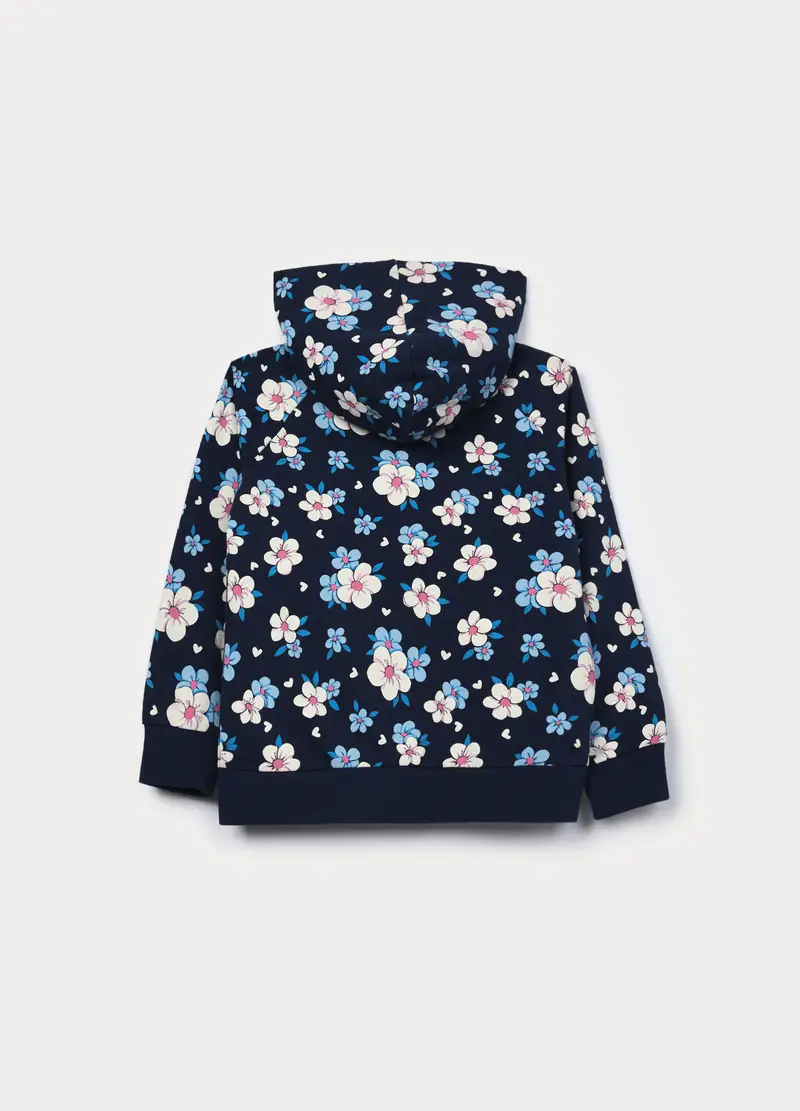 Felpa Full Zip In French Terry Di Puro Cotone Bambina, Blu scuro miniatura 2