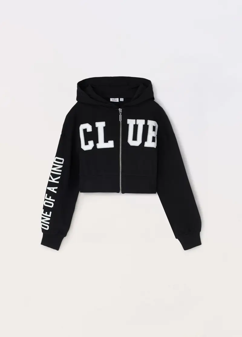 Blukids, Felpa Full Zip In French Terry Di Puro Cotone Ragazza, Bambina, Nero, Taglia: 9-10