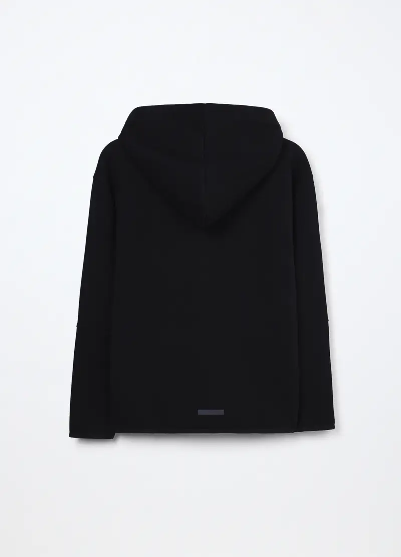 Felpa Full Zip Misto Cotone Ragazzo, Bambino, Nero miniatura 2