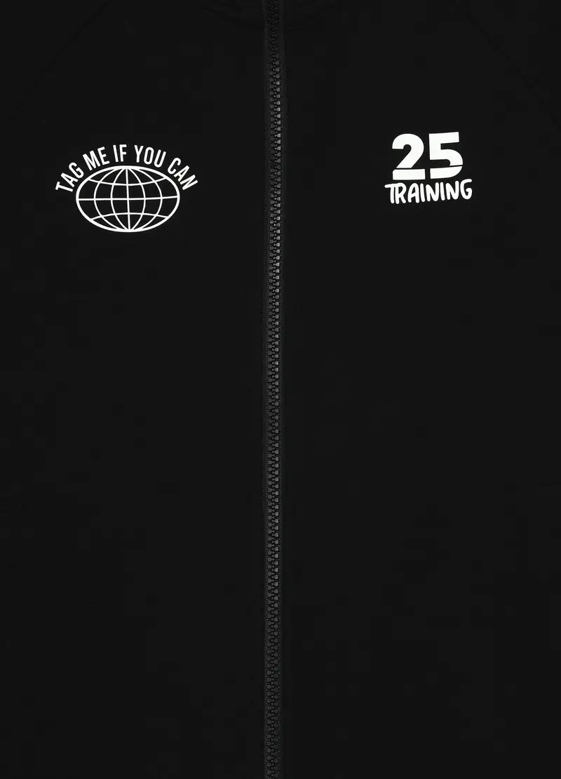 Felpa Full Zip Misto Cotone Ragazzo, Bambino, Nero miniatura 3