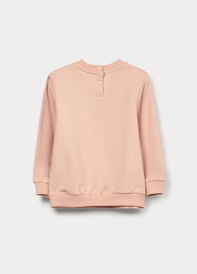 Felpa Girocollo In French Terry Di Cotone Stretch Bimba, Bambina, Rosa chiaro miniatura 2