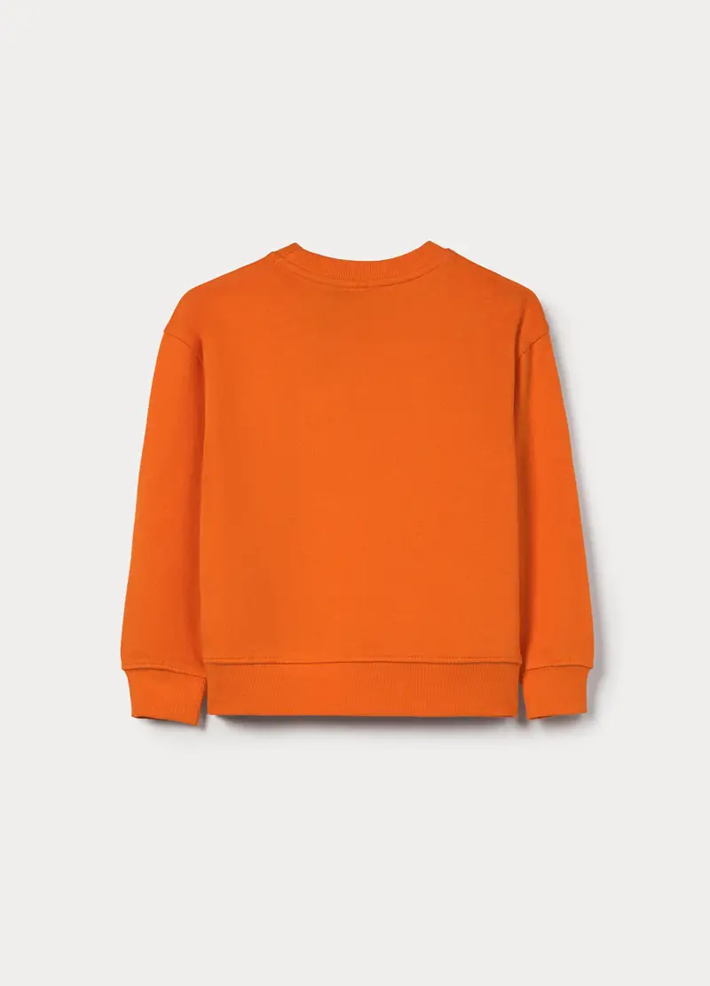 , Felpa Girocollo In French Terry Di Puro Cotone Bambino, Arancione papaya miniatura 2