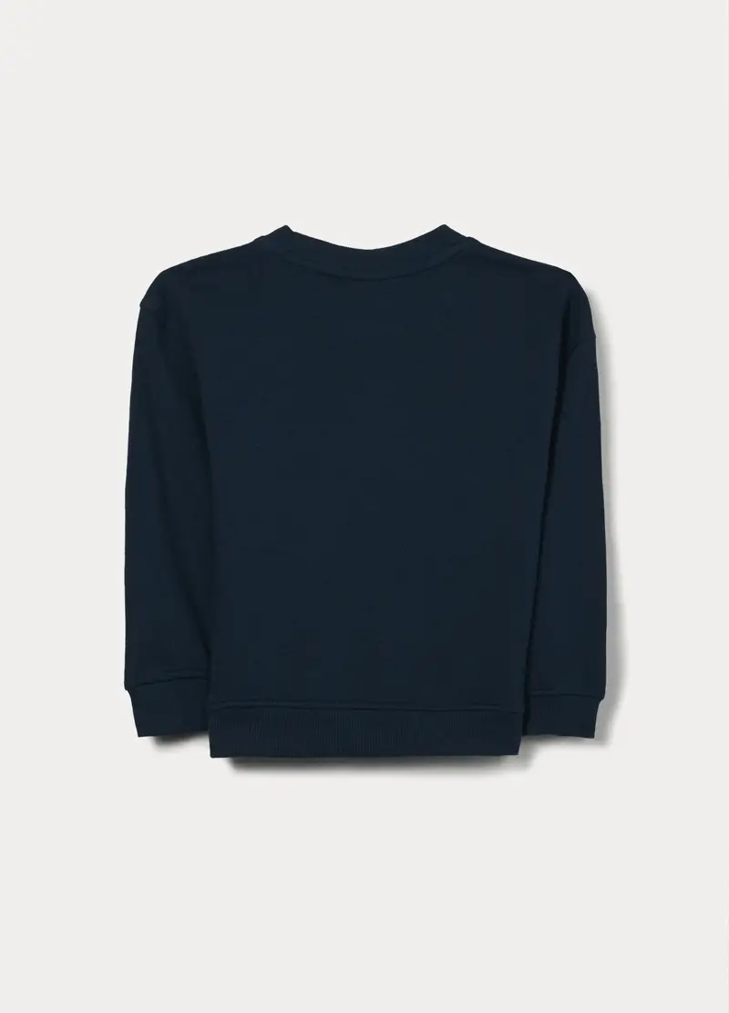 Felpa Girocollo In French Terry Di Puro Cotone Bambino, Blu scuro miniatura 2