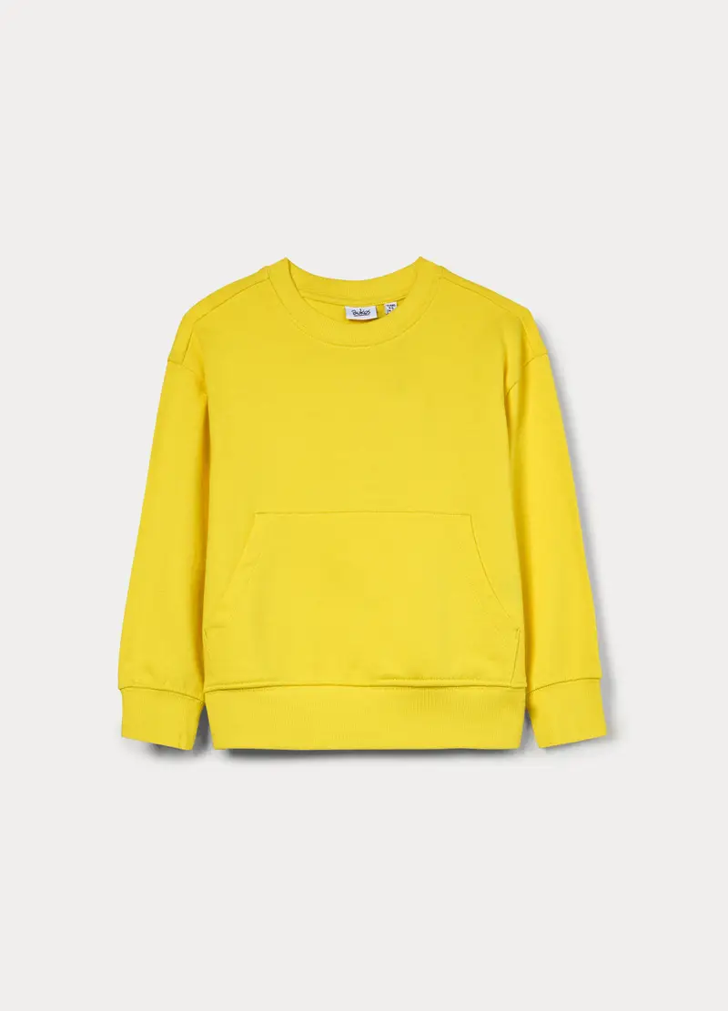 Felpa Girocollo In French Terry Di Puro Cotone Bambino, Giallo limone